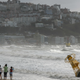 A buoy became that untethered during heavy swell brought by Typhoon Maysak overnight on a beach in Busan on September 3, 2020.